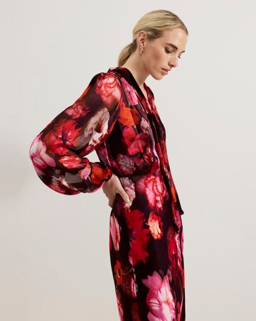 Phase Eight Eleini Floral Tie Neck Midi Dress