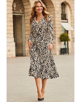 Sosander Ikat Belted Midi Shirt Dress