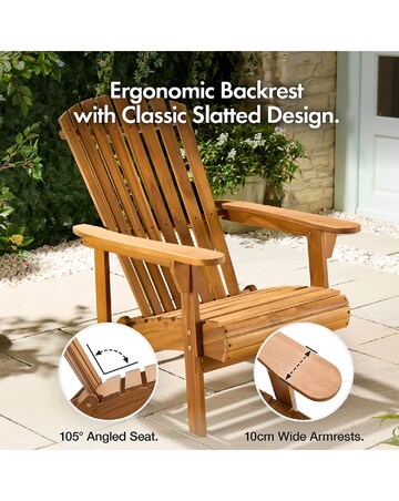 VonHaus Hudson Wooden Adirondack Garden Lounge Chair
