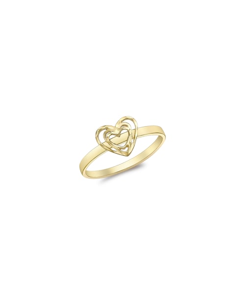 9ct Yellow Gold Diamond Cut Heart Ring