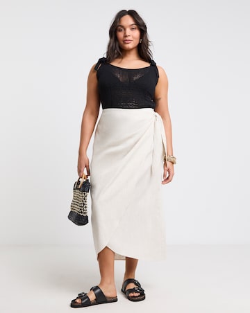 Simply Be Natural Linen Wrap Midaxi Skirt