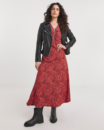 Soft Touch Zip Front Dress With Ruching