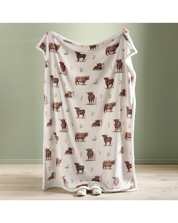 Catherine Lansfield Angus Highland Cow Fleece Throw