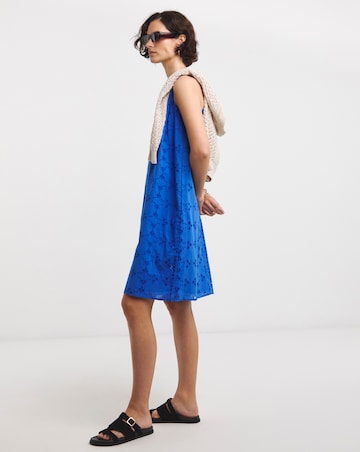 Pure Cotton Broderie Sleeveless Shift Dress
