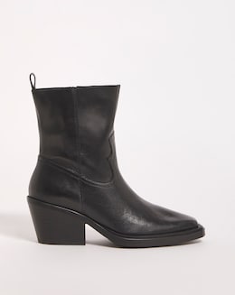 Rayla Leather Stretch Western Cowboy Ankle Boots - Extra Wide Fit (EEE)