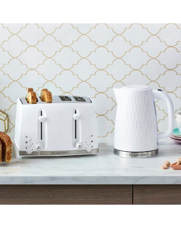 Russell Hobbs 26070 Textured Honeycomb White 4 Slice Toaster