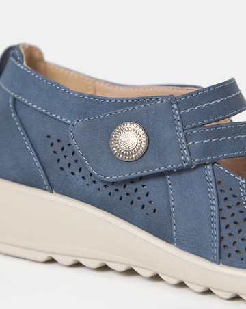 Cushion Walk Navy Mary Jane Comfort Flats - Wide Fit (E)