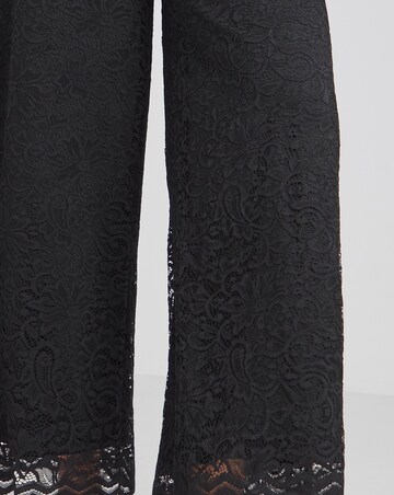 Flounce London Black Lace Lined Wide Leg Trousers