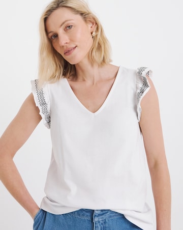 Pure Cotton White Ruffle Sleeve Vest