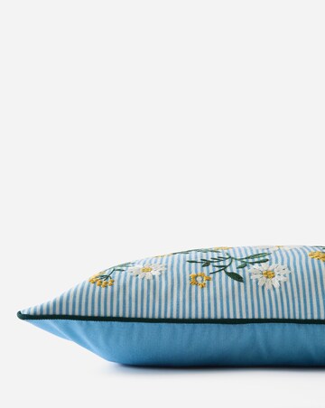 Julipa Nora Floral Embroidered Striped Boudoir Cushion