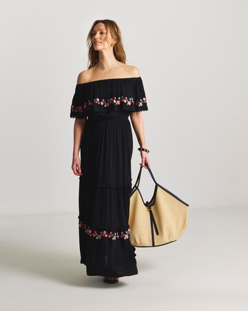 Figleaves Embroidered Tiered Bandeau Beach Dress