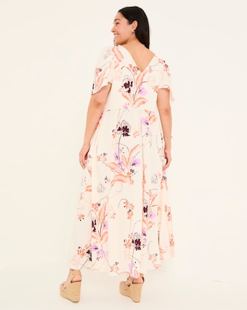 FatFace Copper & Black Marlow Flute Sleeve Dress
