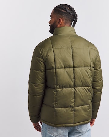 Khaki Square Quilt Puffer Jacket