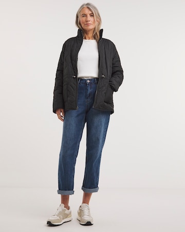 Black Reversible Borg Quilted Jacket