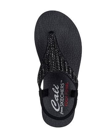 Skechers Black Meditation Toe Post Sling Back Sandals -Standard Fit (D)