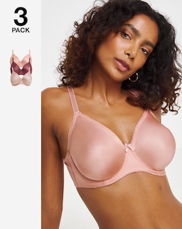 Pretty Secrets (3 Pack) Moulded Full Cup Wired Bras (B-E) Brown Multi