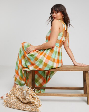 Native Youth Multi Check Sleeveless Midi Dress