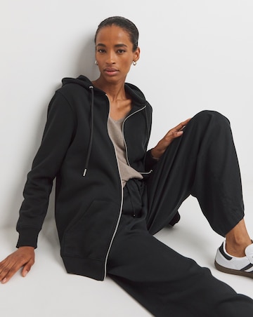 Black Longline Zip Hoodie