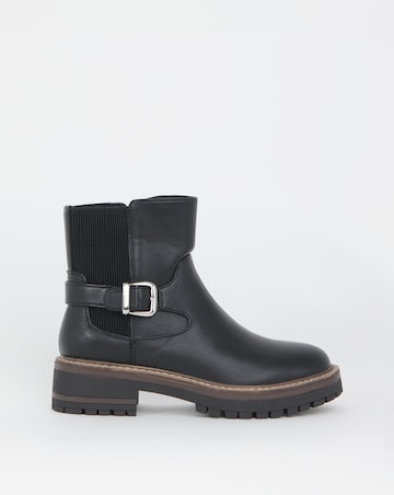 Heavenly Soles Blake Ankle Chelsea Boots with Buckle Detail - Wide Fit (E)