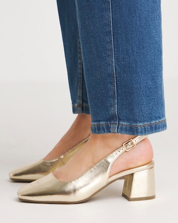 Henrietta Flexi Sole Block Heel Slingback Shoe Wide E fit