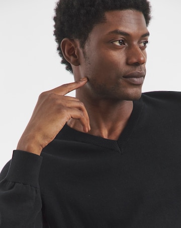 Cotton Knitted V Neck Jumper Long