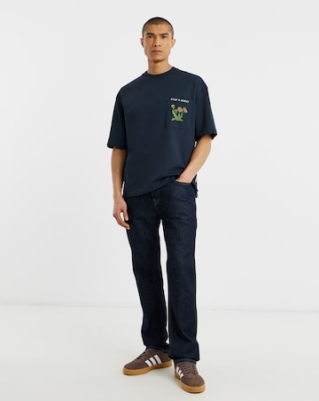 Lyle & Scott Floral Embroidery T-Shirt - Dark Navy