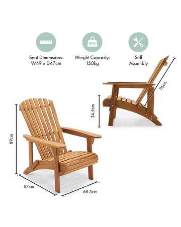 VonHaus Hudson Wooden Adirondack Garden Lounge Chair