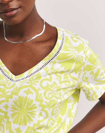 Lime Print Short Sleeve Bubble Hem Top