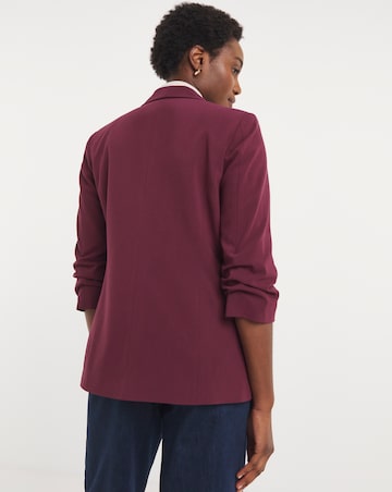 Burgundy Ruched Sleeve Blazer