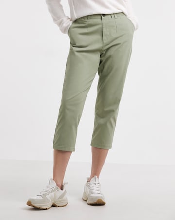 Soft Khaki Stretch Cropped Chino Trouser