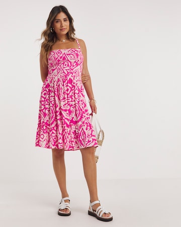 Shirred Bandeau Mini Beach Dress