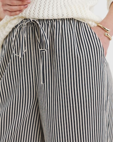 Striped Linen Mix Cropped Wide Leg Culottes