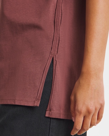 Washed Burgundy Oversized Slouchy V Neck T-Shirt