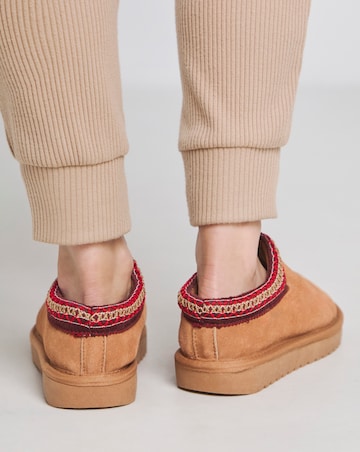 Reese Suede Embroidery Mule Slipper Wide E Fit