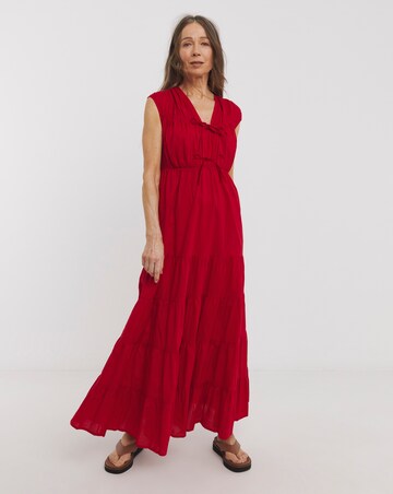 Tie Front Tier Maxi Dress
