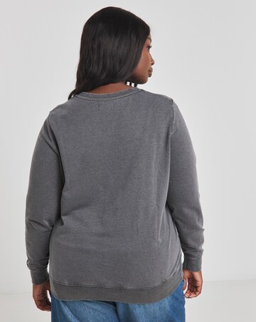 Acid Wash Rock and Roll Slogan Sweatshirt