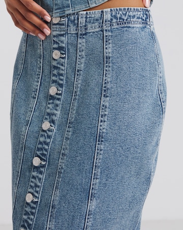 Simply Be Y2K Dark Wash Seamed Detail Denim Maxi Skirt Coord