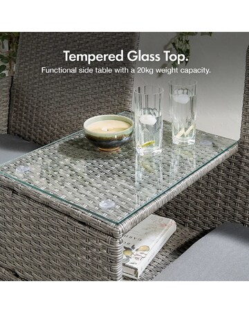 VonHaus Bali Grey Rattan Garden Loveseat Bench