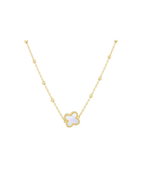 9ct Yellow Gold Mother of Pearl Clover Necklace