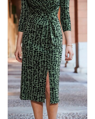 Sosandar Abstract Print Knot Midi Dress