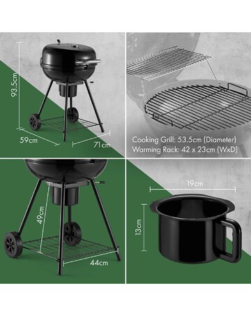 VonHaus Kettle Charcoal BBQ Grill