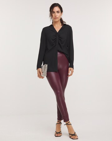 Wine Faux Leather Leggings with Cosy Touch Lining