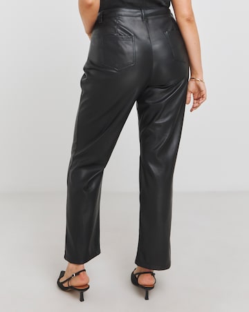 Black PU Straight Leg Trousers