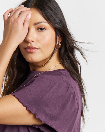 Blackcurrant Ruffle Sleeve Peplum Tee