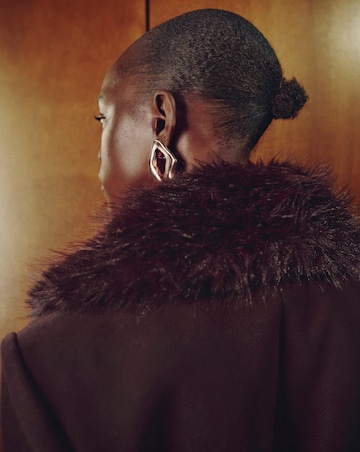 Mango Dark Red Leather Effect Coat