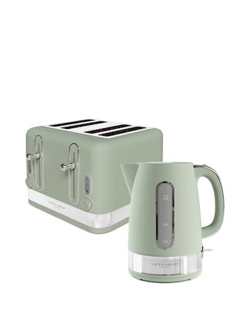 Laura Ashley 1.7L Jug Kettle + 4 Slice Toaster - Sage Leaf