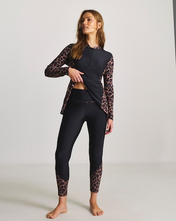 Sports Swim Leggings Black/Leopard