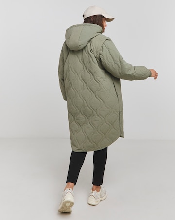 Khaki Double Onion Quilted Hybrid Jacket / Gilet