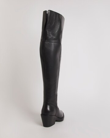 Zena Leather Western Cowboy Over The Knee Boots - Wide Fit (E) & Standard Calf