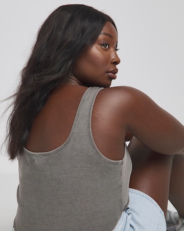 Simply Be Acid Wash Square Neck Ribbed Bodysuit